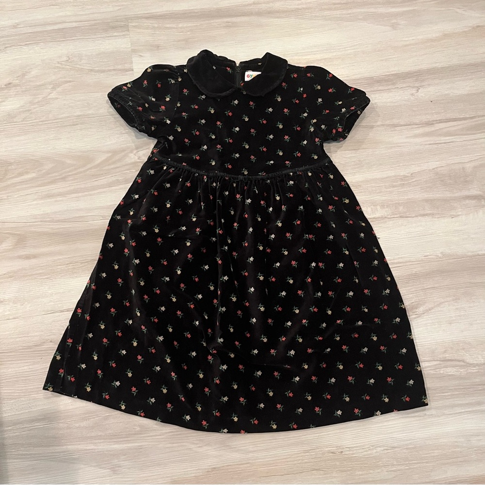 Gymboree Black Dress with Red Floral Pattern